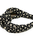Knot headband made from upcycled chanel camellia scarf