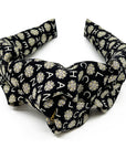 Knot headband made from upcycled chanel camellia scarf