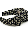 Knot headband made from upcycled chanel camellia scarf