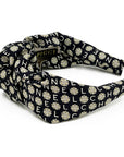 Knot headband made from upcycled chanel camellia scarf