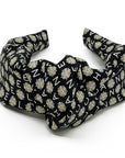 Knot headband made from upcycled chanel camellia scarf