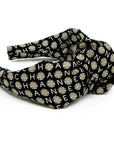 Knot headband made from upcycled chanel camellia scarf