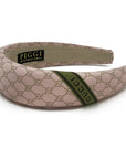 Headband made from pink and gold gucci logo silk men's tie