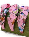 Gucci GG Pink Floral Silk Scarf Upcycled Knot Headband