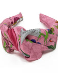 Gucci GG Pink Floral Silk Scarf Upcycled Knot Headband