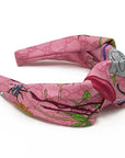 Gucci GG Pink Floral Silk Scarf Upcycled Knot Headband