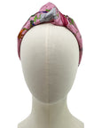 Gucci GG Pink Floral Silk Scarf Upcycled Knot Headband