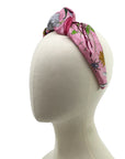 Gucci GG Pink Floral Silk Scarf Upcycled Knot Headband