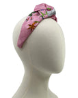 Gucci GG Pink Floral Silk Scarf Upcycled Knot Headband