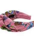 Gucci GG Pink Floral Silk Scarf Upcycled Knot Headband