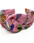 Gucci GG Pink Floral Silk Scarf Upcycled Knot Headband