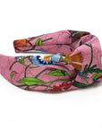 Gucci GG Pink Floral Silk Scarf Upcycled Knot Headband