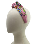Gucci GG Pink Floral Silk Scarf Upcycled Knot Headband