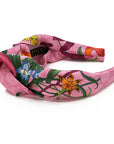 Gucci GG Pink Floral Silk Scarf Upcycled Knot Headband