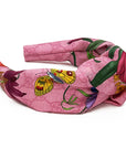 Gucci GG Pink Floral Silk Scarf Upcycled Knot Headband
