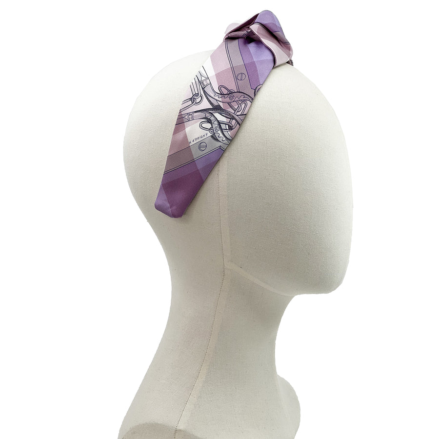 Centre Knot Headband made from Hermès Mors et Gourmettes Vichy