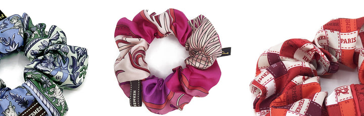 Silk Scrunchies made from upcycled Hermès scarves