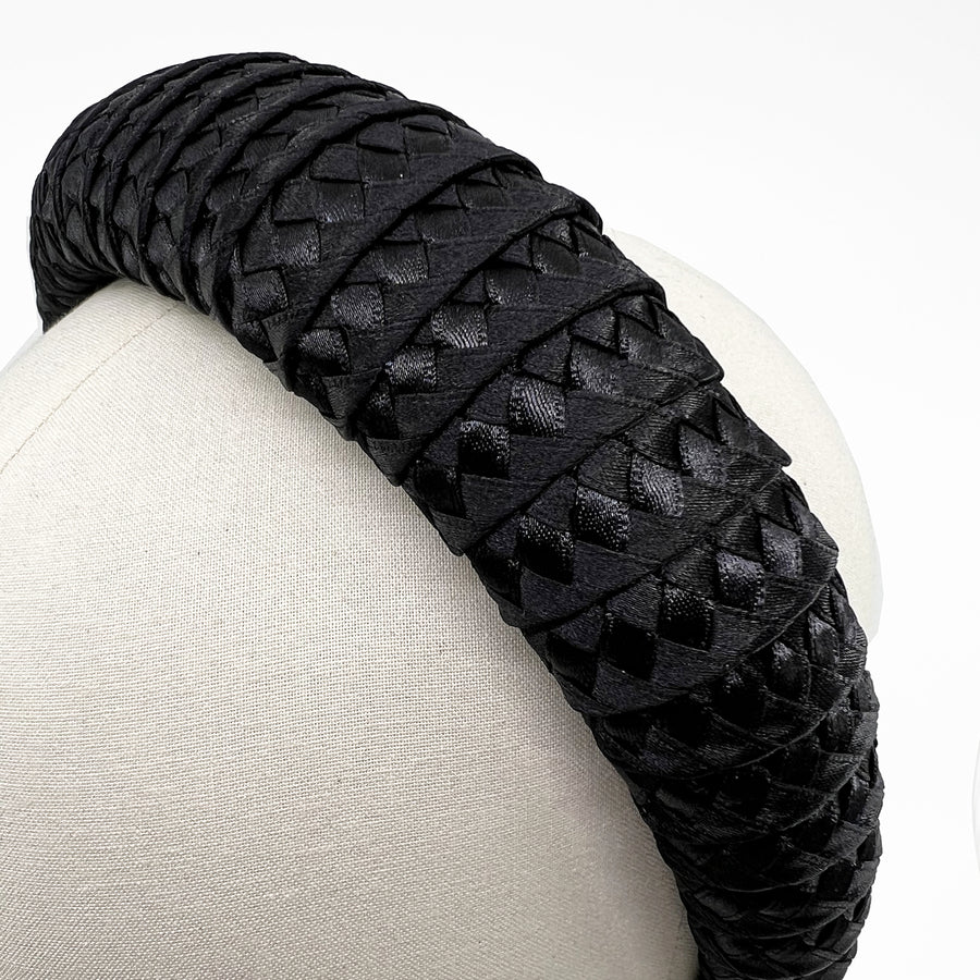 Black satin triple braid Armadillo Alice Headband