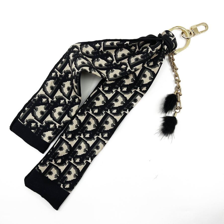 Dior Trotter pattern silk bag charm