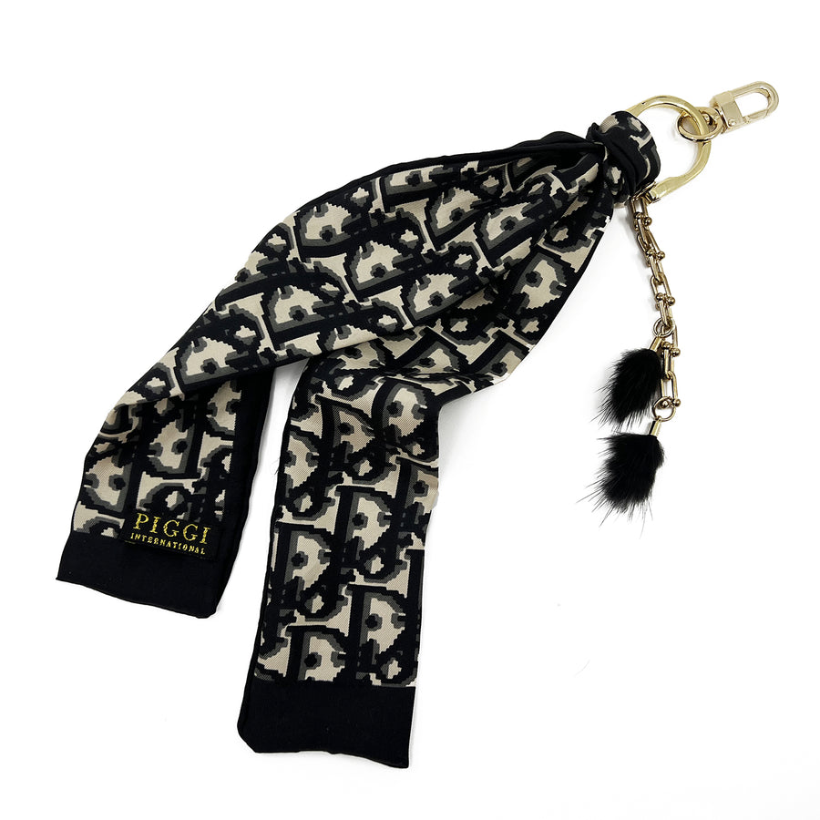 Dior Trotter pattern silk bag charm