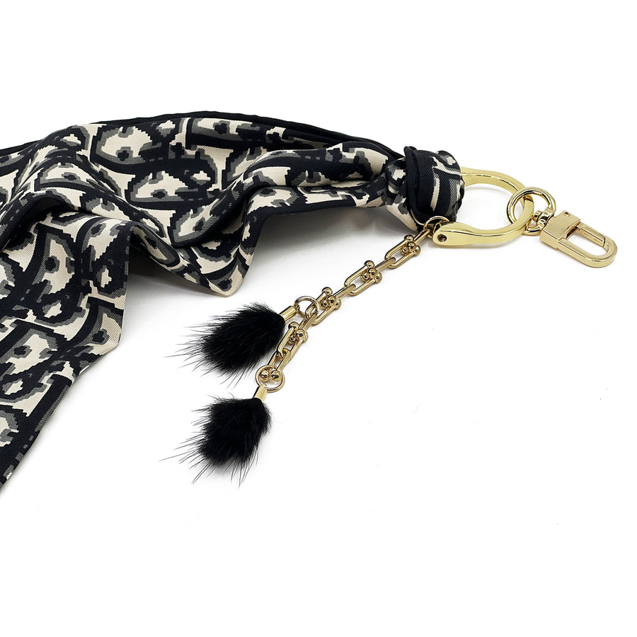 Dior Trotter pattern silk bag charm