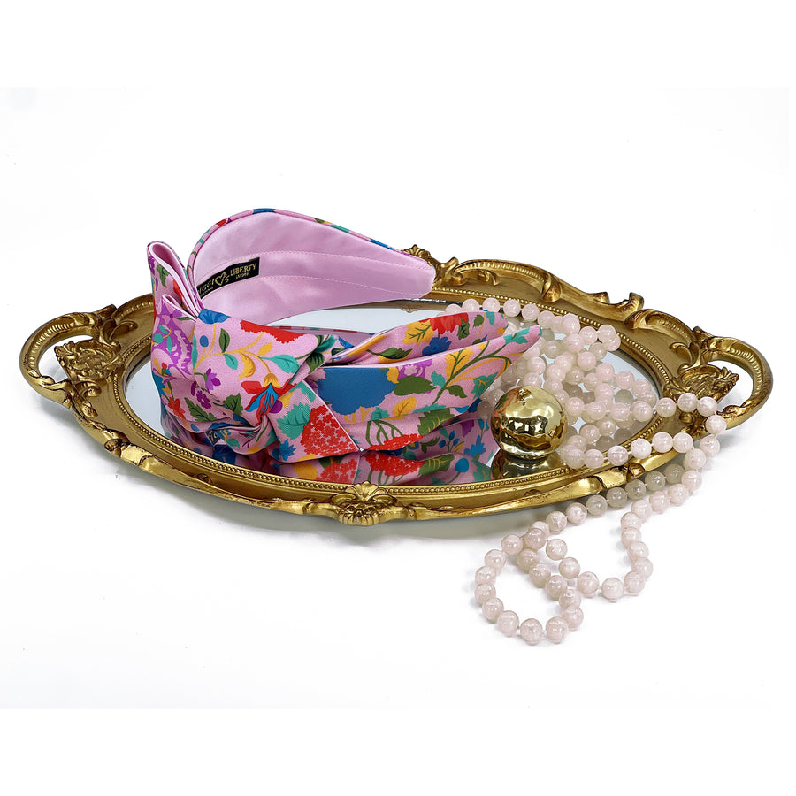 Liberty London Garden of Adonis Pink Double Bow Headpiece