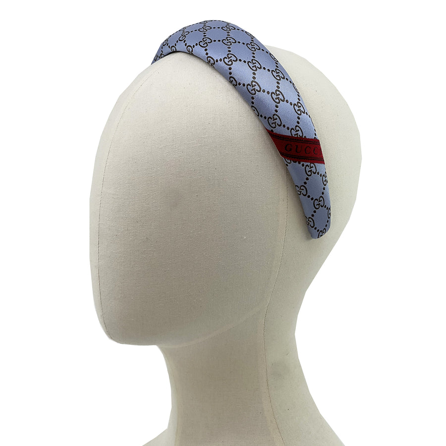 Gucci men's silk tie upcycled Alice headband in blue