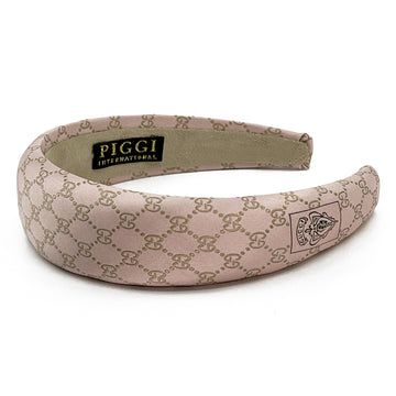 Headband made from pink and gold gucci logo silk men's tie