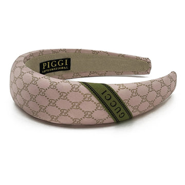 Headband made from pink and gold gucci logo silk men's tie