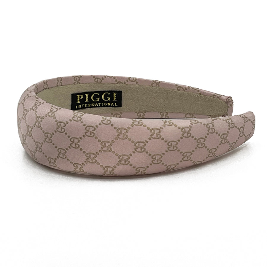 Headband made from pink and gold gucci logo silk men's tie