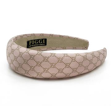 Headband made from pink and gold gucci logo silk men's tie