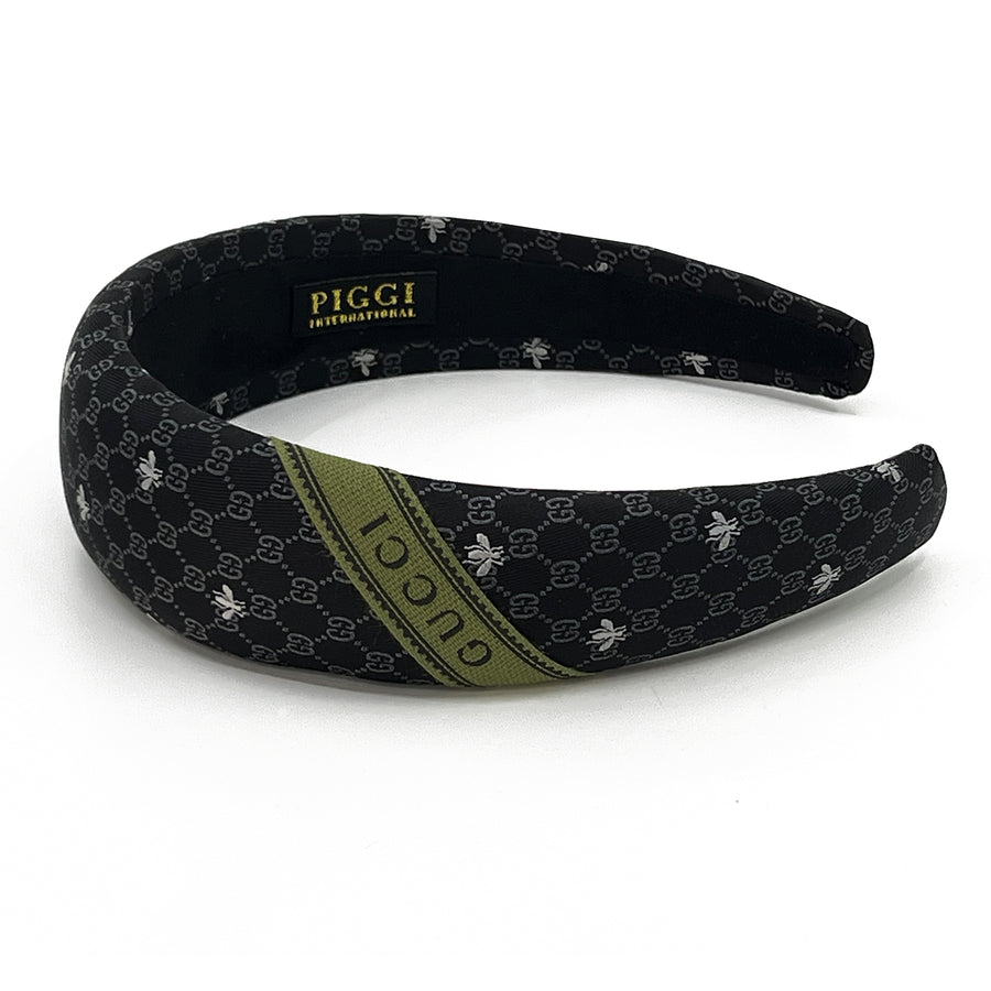Alice Headband made from black Gucci men's silk tie