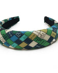 Alice headband made from vintage Hermes Bolduc au Carre silk scarf in green