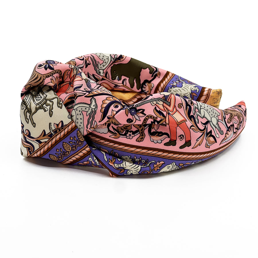 Hermes Chasse En Indie Scarf upcycled Headband
