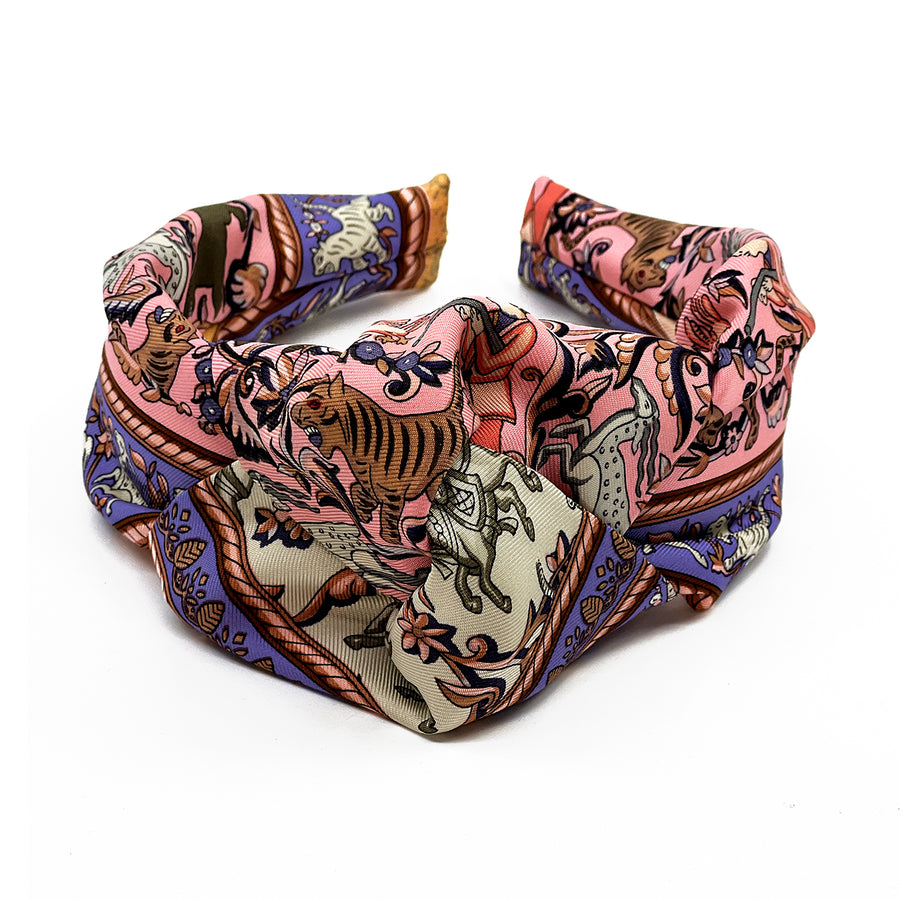 Hermes Chasse En Indie Scarf upcycled Headband