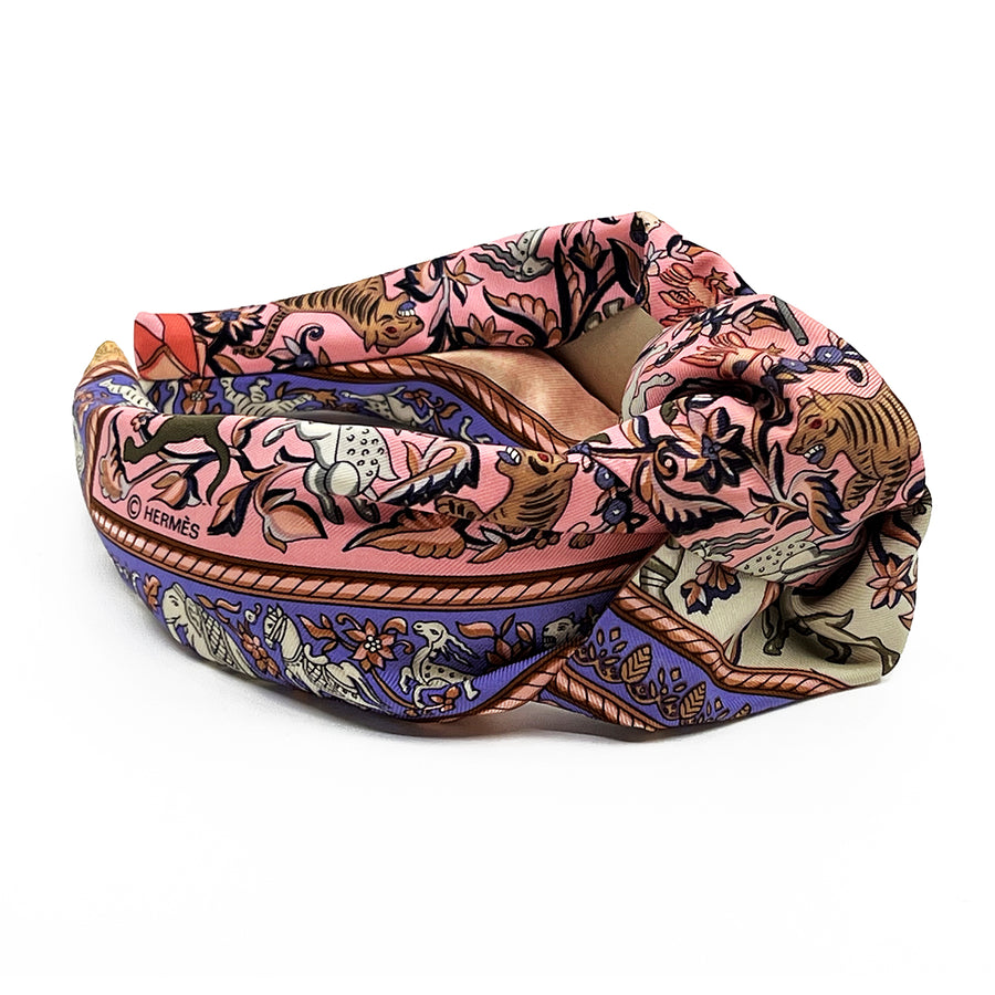 Hermes Chasse En Indie Scarf upcycled Headband