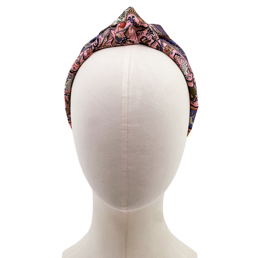 Hermes Chasse En Indie Scarf upcycled Headband