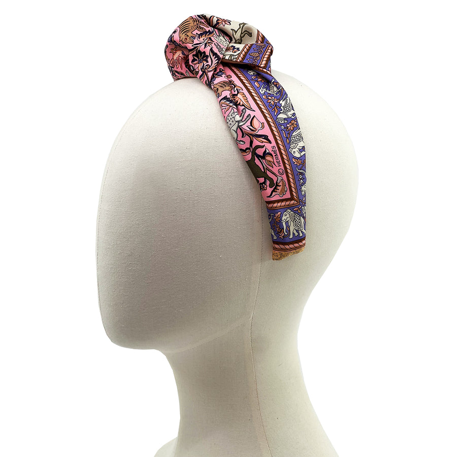 Hermes Chasse En Indie Scarf upcycled Headband