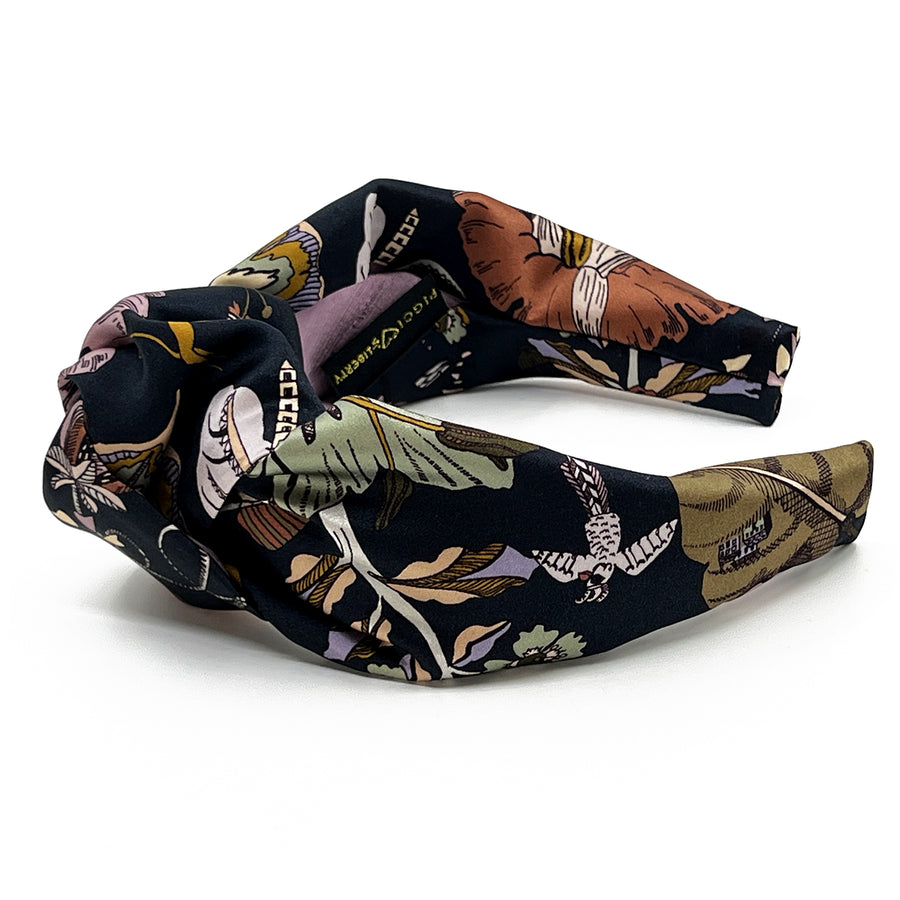 Liberty London Fantasy Land Black Green Silk Headband
