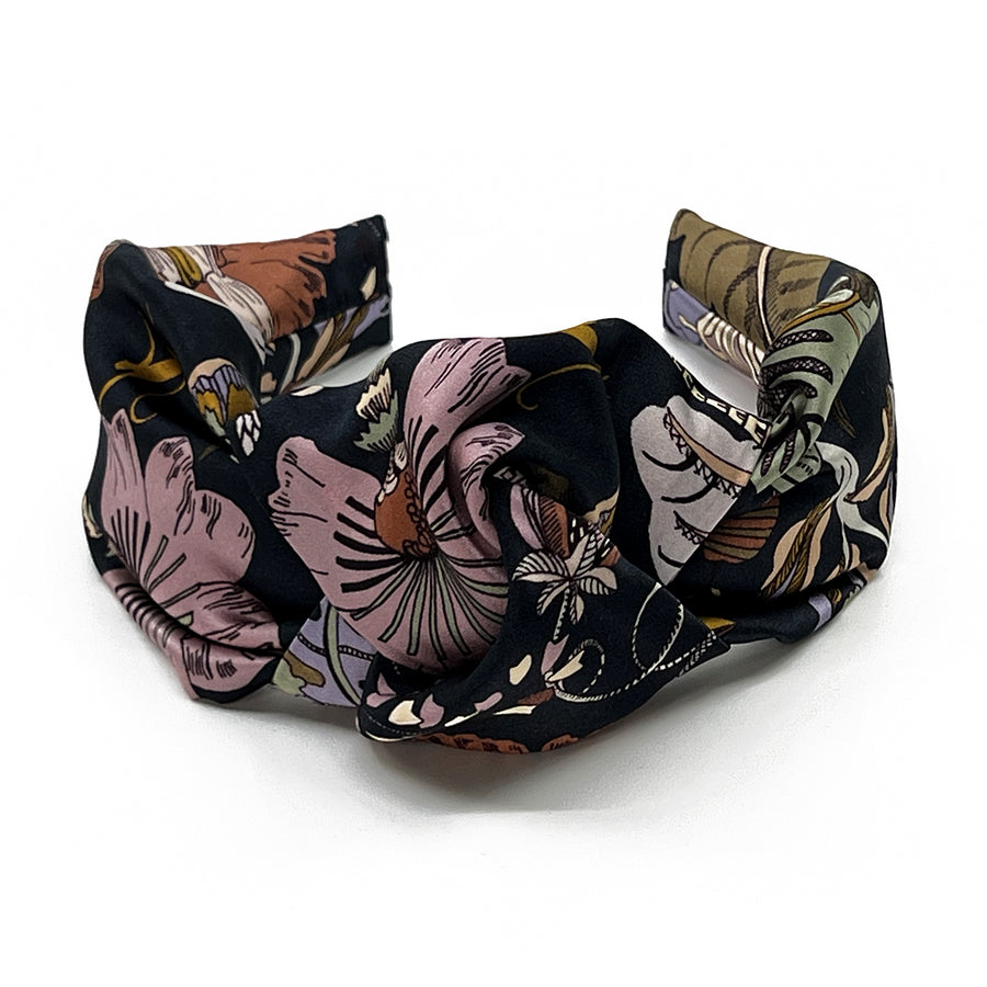 Liberty London Fantasy Land Black Green Silk Headband
