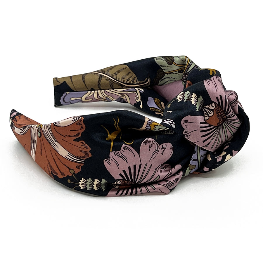 Liberty London Fantasy Land Black Green Silk Headband