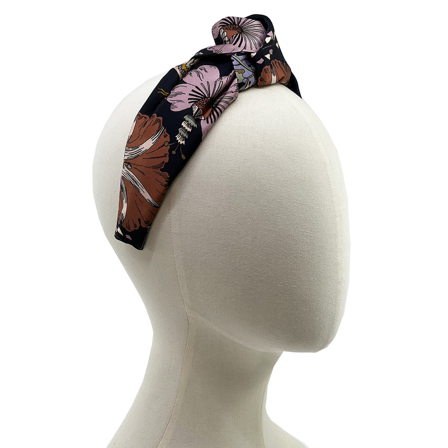 Liberty London Fantasy Land Black Green Silk Headband