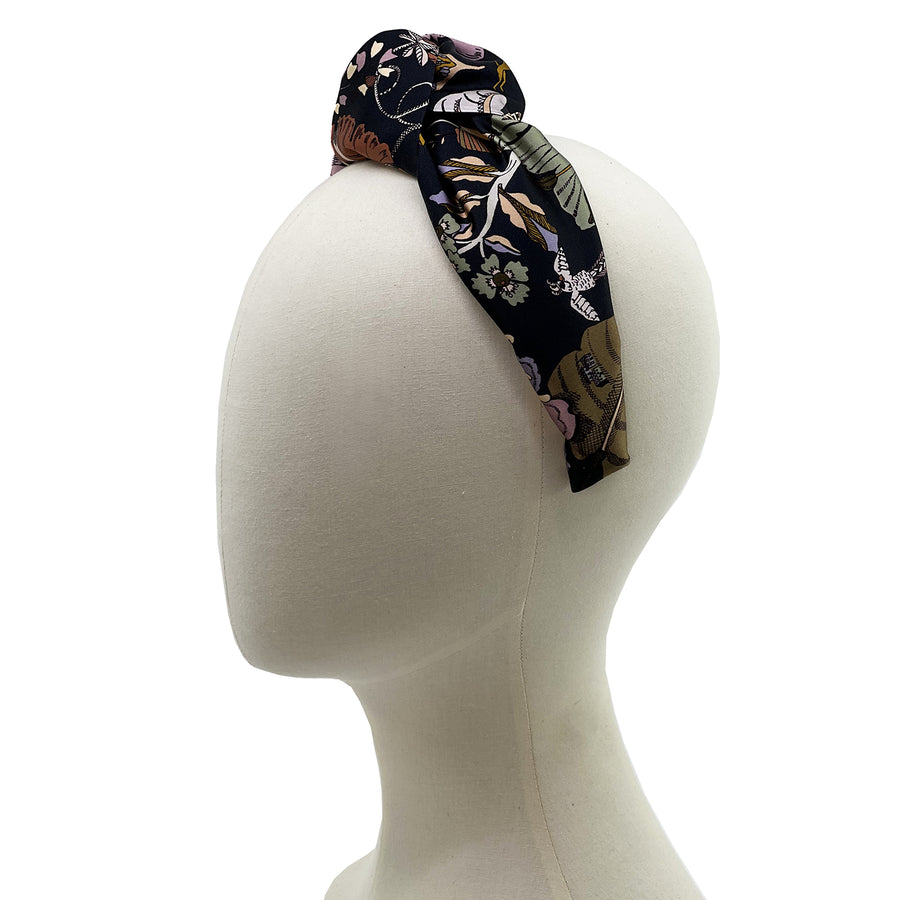 Liberty London Fantasy Land Black Green Silk Headband