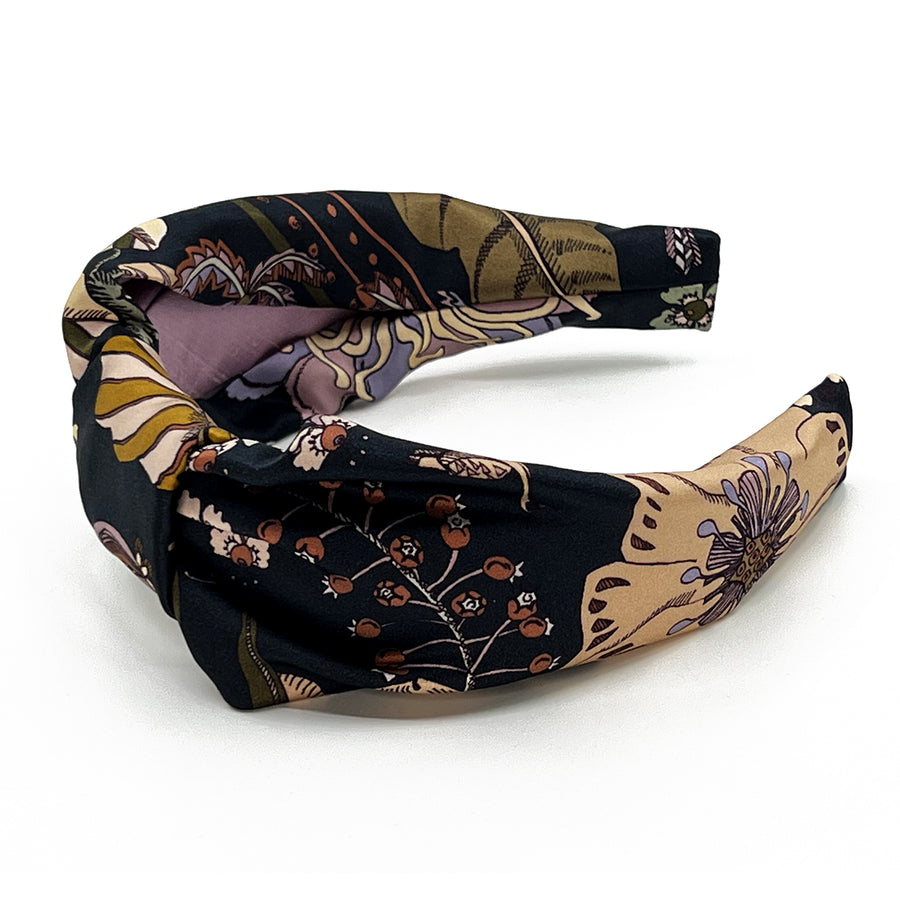 Liberty London Fantasy Land Black Green Silk Headband