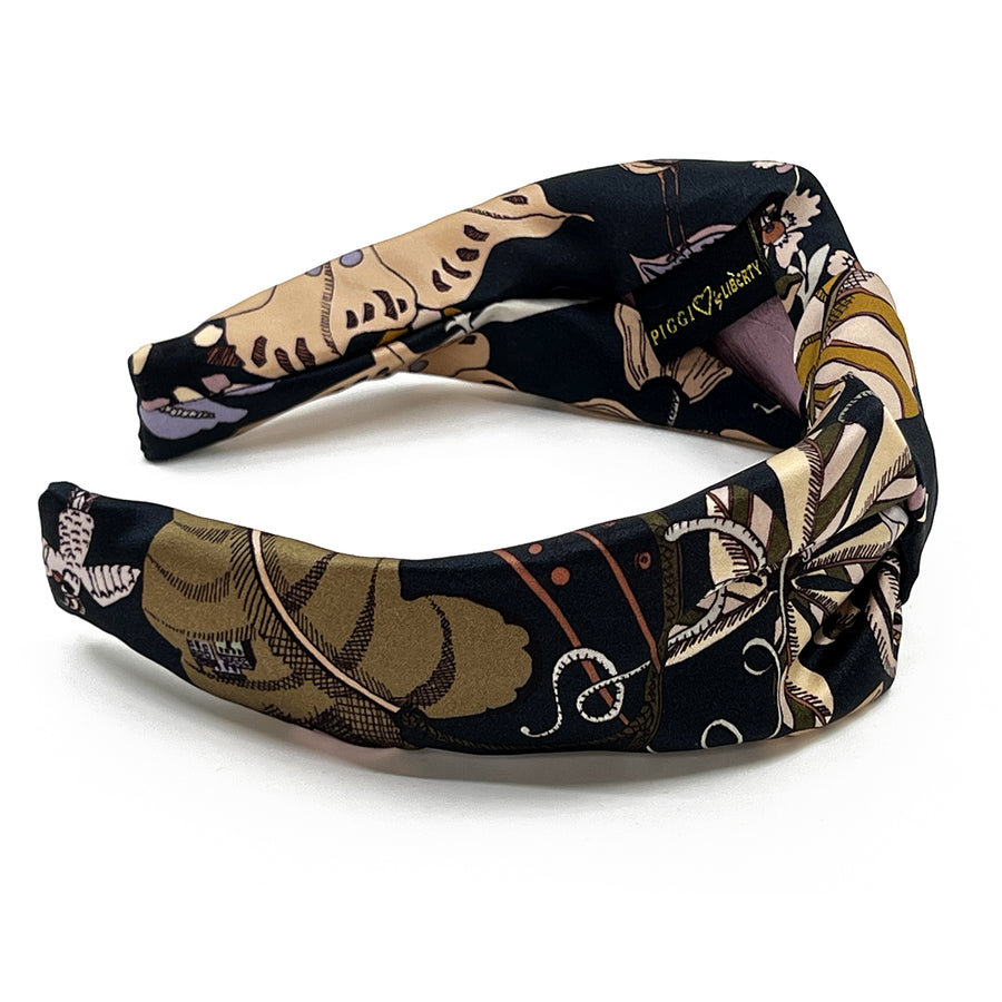 Liberty London Fantasy Land Black Green Silk Headband