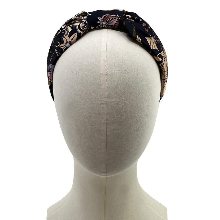 Liberty London Fantasy Land Black Green Silk Headband