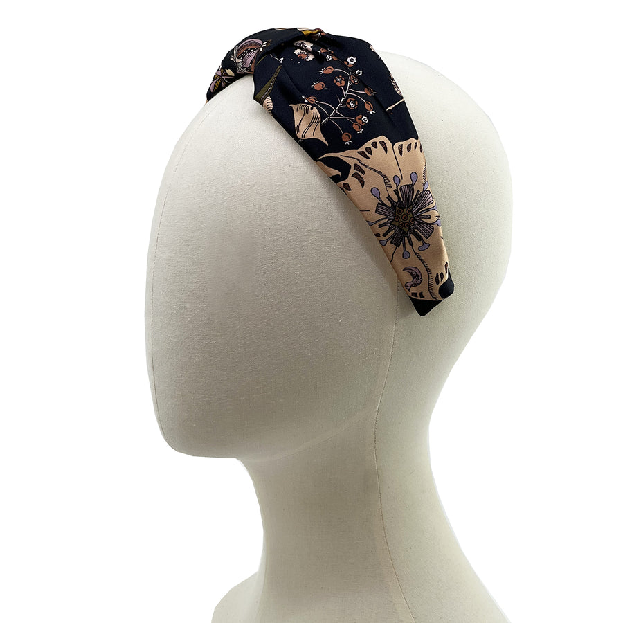 Liberty London Fantasy Land Black Green Silk Headband