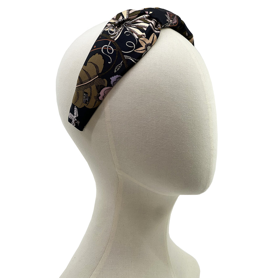 Liberty London Fantasy Land Black Green Silk Headband