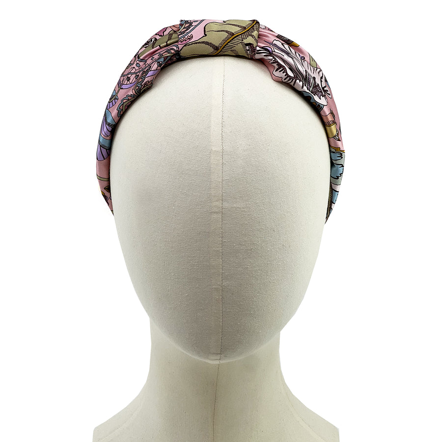 Liberty London Fantasy Land Pink Silk handmade knot Headband