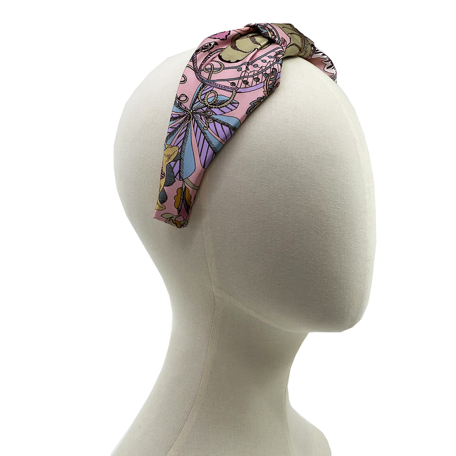 Liberty London Fantasy Land Pink Silk handmade knot Headband